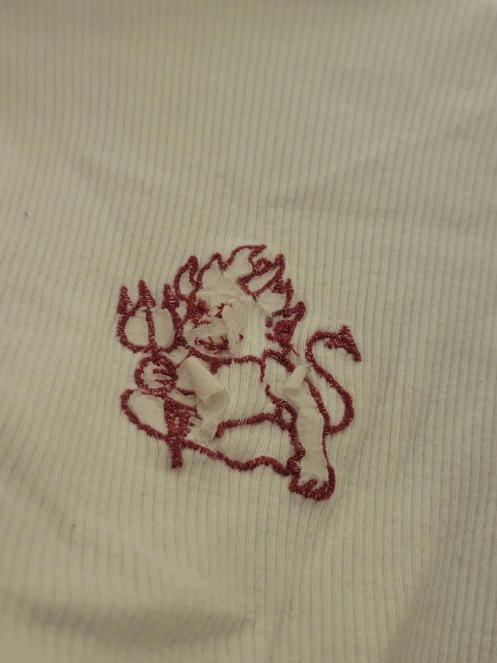White & Red Crop Top with Embroidered Little Demon